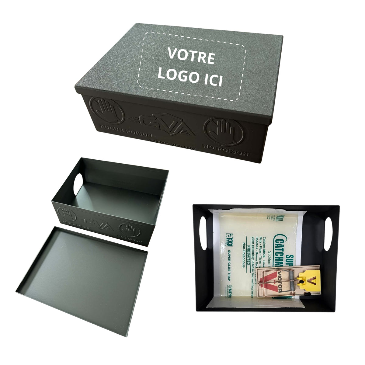 GVA Station de protection pour piège à souris réutilisable, compatible avec piège mécanique ou plaque collante, sans poison, noire – lot de 6